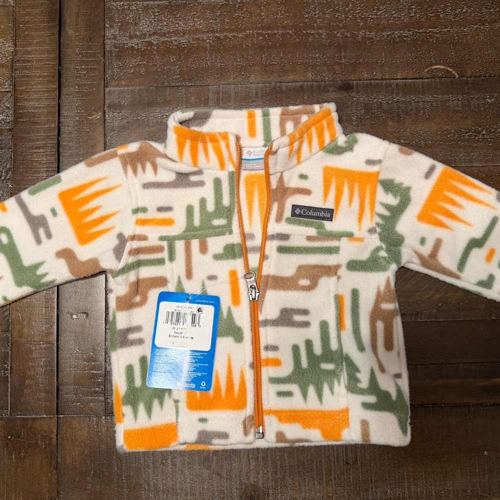 Infant 3/6 month Columbia Kids' Fleece Jacket in Orange and Green